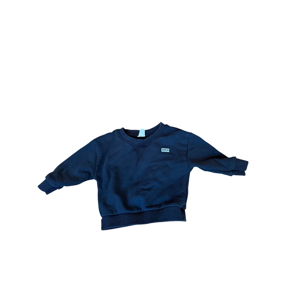 Kith Kids Black Crewneck Sweatshirt Logo Patch Pullover Toddler Streetwear